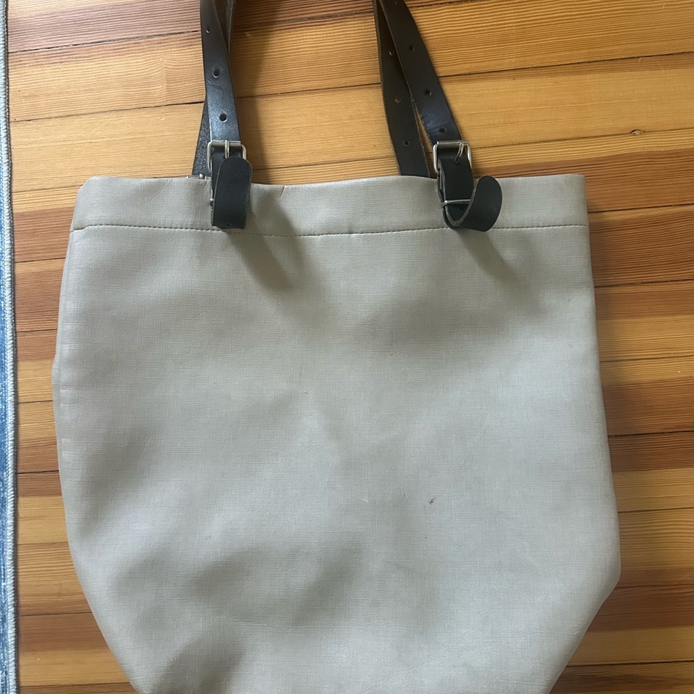 Equipaje BCN Beige Tote Bag with Black Straps